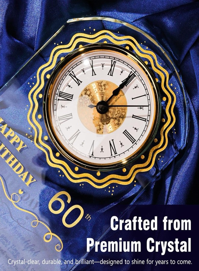 Sttokilly 60th Birthday Crystal Quartz Clock for Women Men,60 Year Old Birthday Gift for Her Him,Happy 60th Birthday Decoration Gift for Mom Dad - Image 4