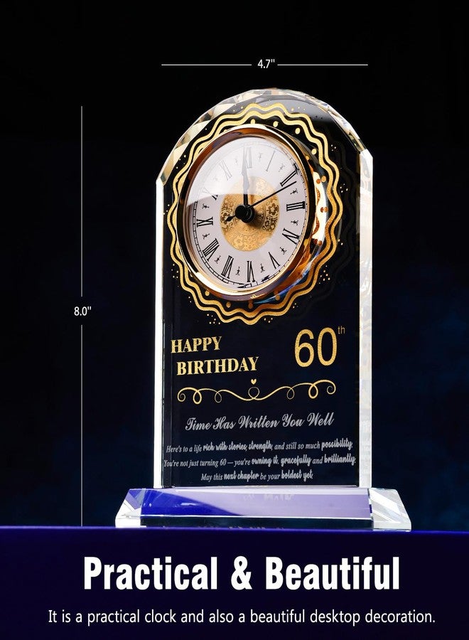 Sttokilly 60th Birthday Crystal Quartz Clock for Women Men,60 Year Old Birthday Gift for Her Him,Happy 60th Birthday Decoration Gift for Mom Dad - Image 2