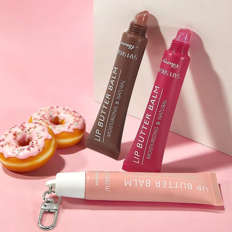 SAM SUGAR 5pcs Lip Balm with Keychain Hydrating Tinted Lip Gloss, Moisturizing Lip Butter Balm with Natural Shine, Non-Sticky Lip Care for Dry Lips - Image 3