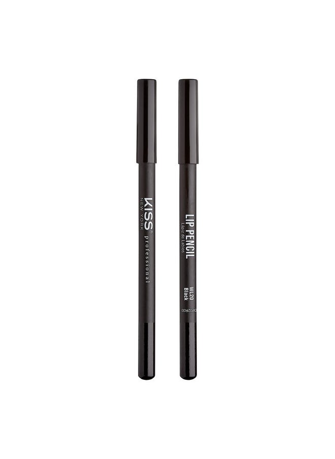 kiss new york Professional Slim Lip Pencil Creamy Soft Lip Liner Smooth Longlasting Rich Lip Color Natural Lip Makeup Waterresistant Lip Crayon (Black)  - Image 2