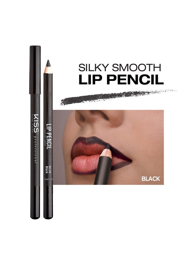 kiss new york Professional Slim Lip Pencil Creamy Soft Lip Liner Smooth Longlasting Rich Lip Color Natural Lip Makeup Waterresistant Lip Crayon (Black)  - Image 3