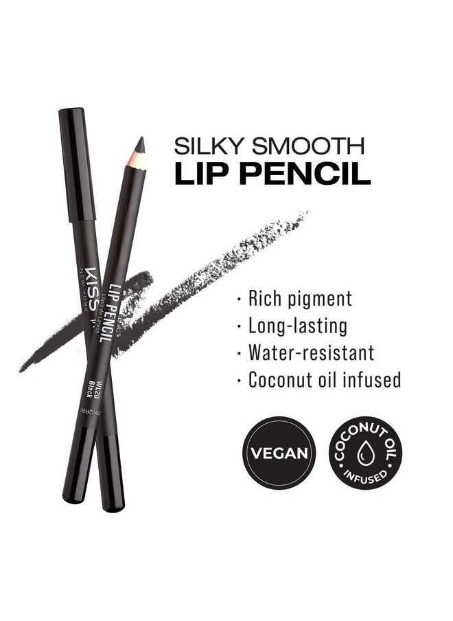 kiss new york Professional Slim Lip Pencil Creamy Soft Lip Liner Smooth Longlasting Rich Lip Color Natural Lip Makeup Waterresistant Lip Crayon (Black)  - Image 4