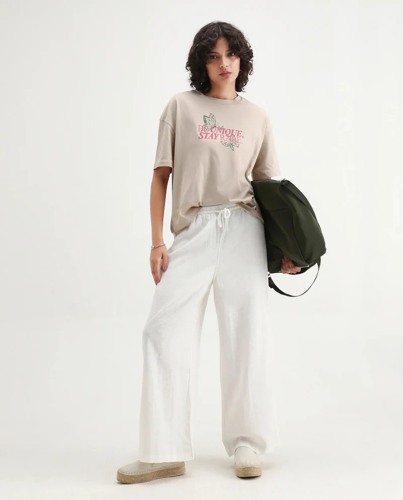 Rareism Women's Crew Neck Graphic Print T-Shirt