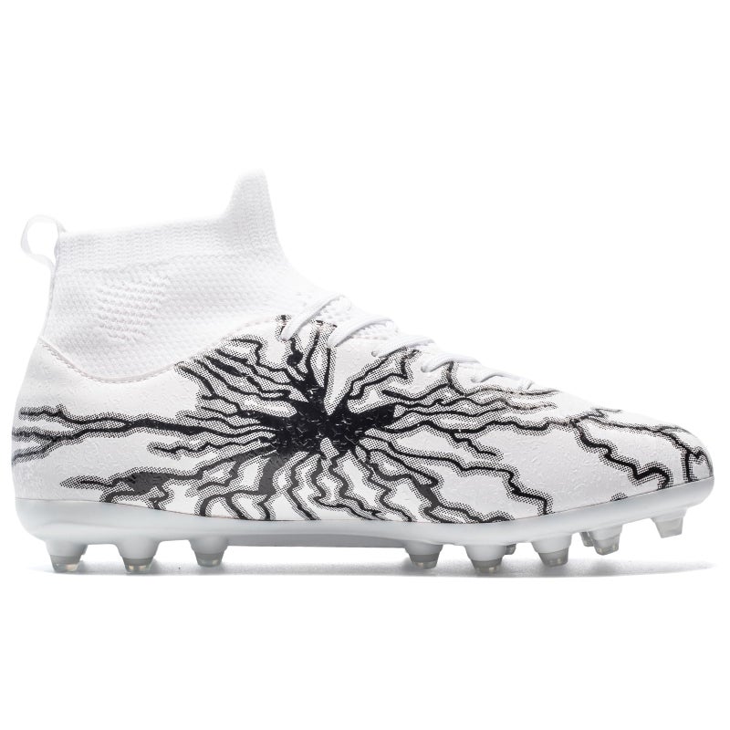 HRJR Men's Soccer Cleats Football Cleats for Unisex-Adult High-Top Spikes Shoes for Youth Big Boys Lightweight Professional Training Turf Outdoor Athletic Sneaker Black 6.5 White 9.5 - Image 3