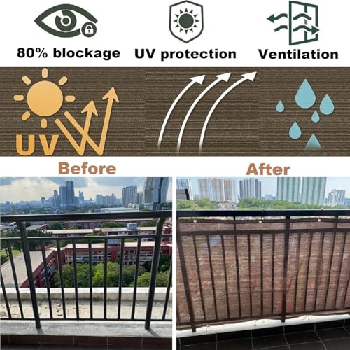 Abrotain Fence Privacy Screen Balcony Sun Shade Cloth 3'3"x13' 80% Shade Fabric Outdoor Patio Screens Mesh Panels Apartments Railing Cover UV Protection for Backyard Garden Porch Deck - Image 4