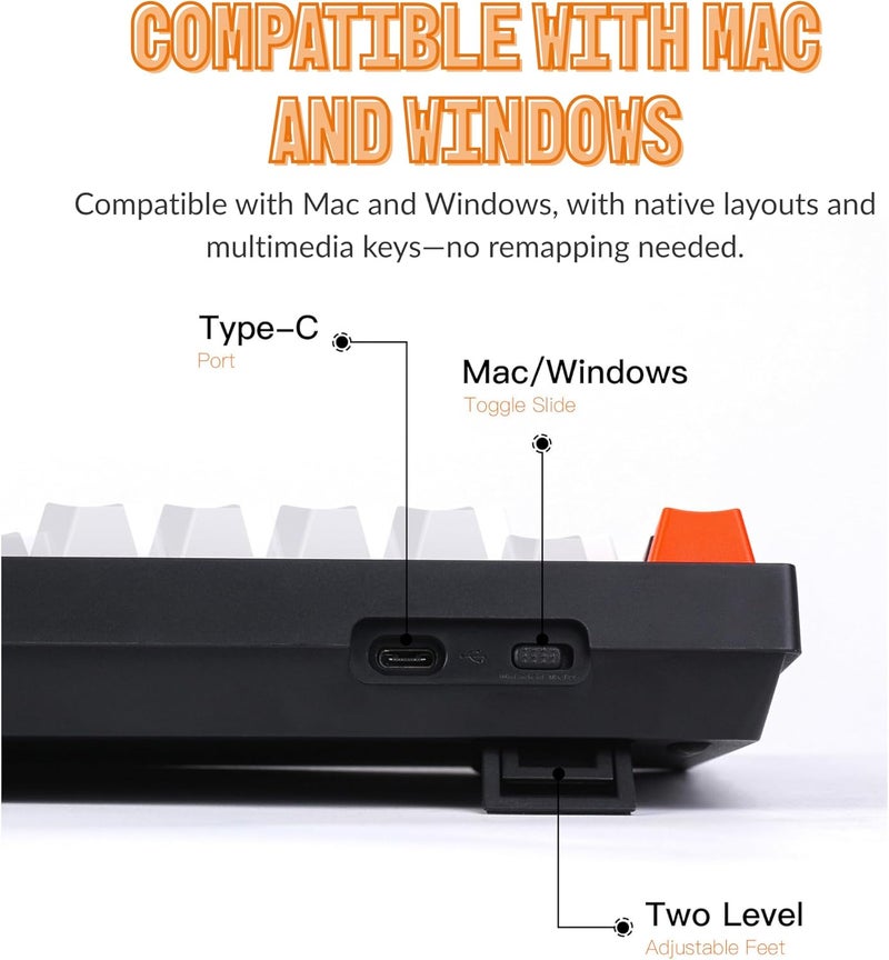 Keychron C2 Full Size 104 Keys Wired Mechanical Gaming Keyboard for Mac Layout, Gateron G Pro Brown Switch/White LED Backlight/Double Shot ABS Keycaps/USB C Computer Keyboard for Windows Laptop - Image 5