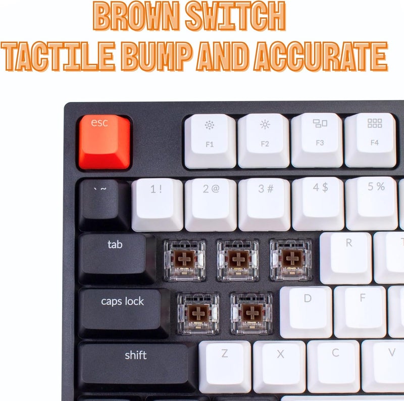 Keychron C2 Full Size 104 Keys Wired Mechanical Gaming Keyboard for Mac Layout, Gateron G Pro Brown Switch/White LED Backlight/Double Shot ABS Keycaps/USB C Computer Keyboard for Windows Laptop - Image 4