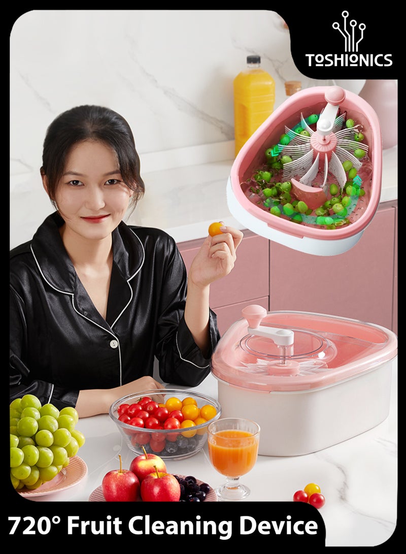 Toshionics Fruit Cleaning Device 720 Degree Scrubbing Fruit And Vegetable Wash Large Fruits Washing Spinner And Self draining System With Full Sided Spin Scrubber Brush cleaner - Image 2