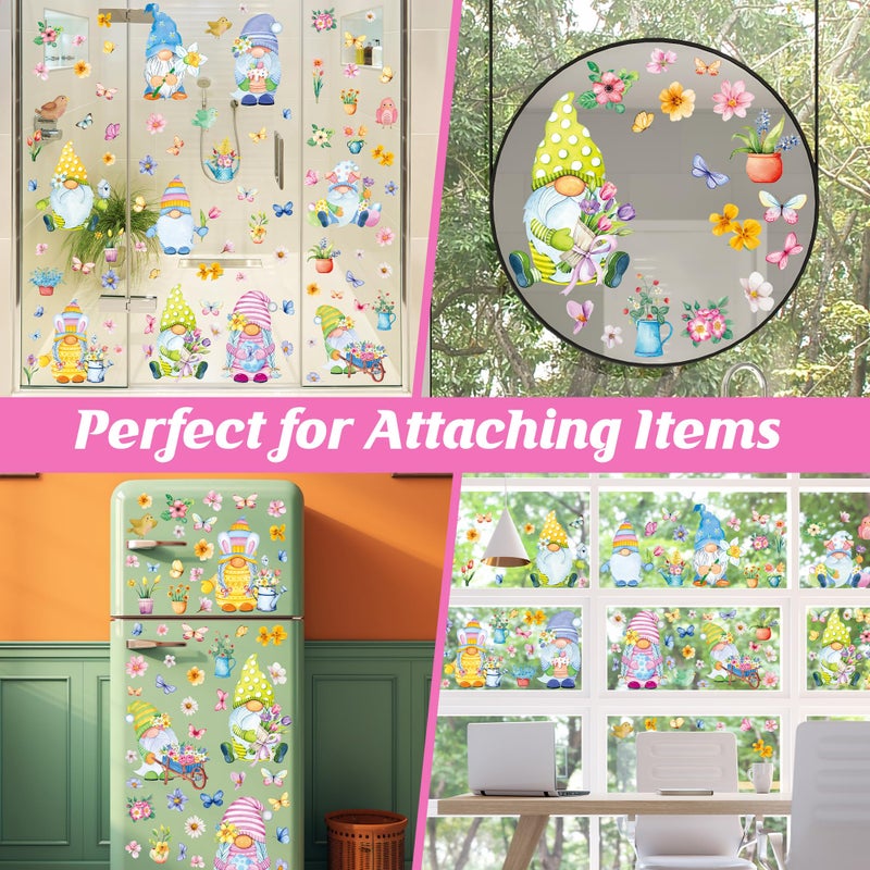 Traplace 80 PCS Spring Window Clings, 9 Sheets Double-Sided Spring Decor with Gnomes Eggs Birds Butterflies Flowers Designs, Colorful Easter Window Clings, Gnome Window Clings for Indoor Outdoor Decor - Image 4