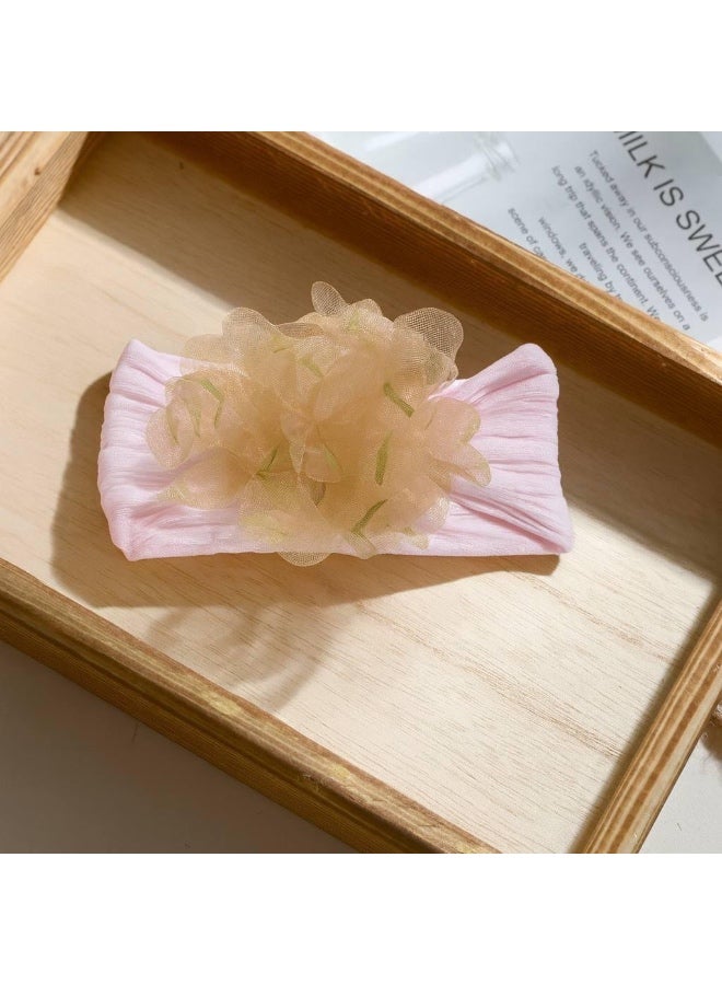 Kids fabric headband with a soft tulle flower, lightweight and comfortable, perfect for daily wear and special occasions. Available in multicolour. - Image 3