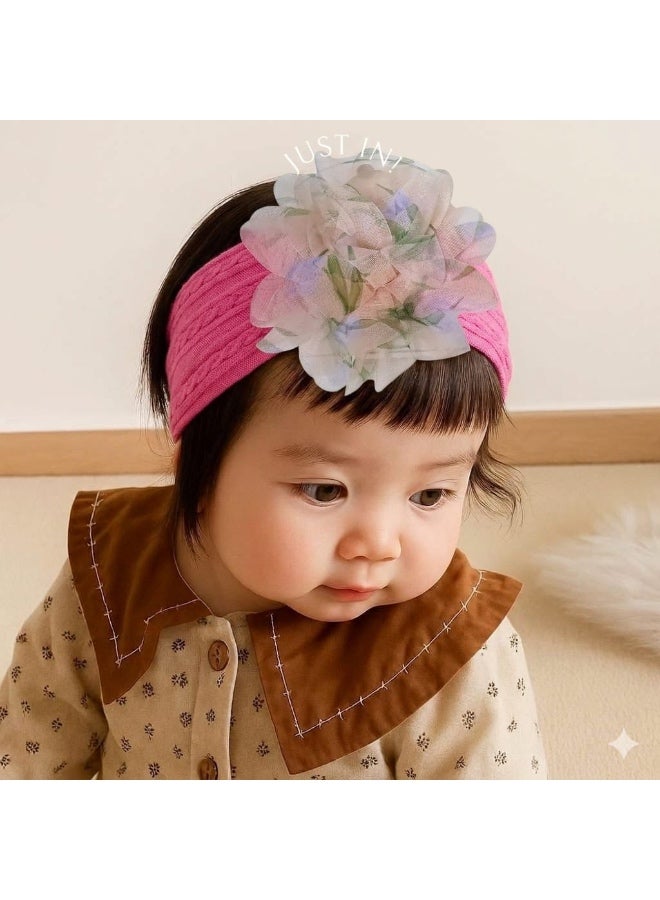 Kids fabric headband with a soft tulle flower, lightweight and comfortable, perfect for daily wear and special occasions. Available in multicolour. - Image 1