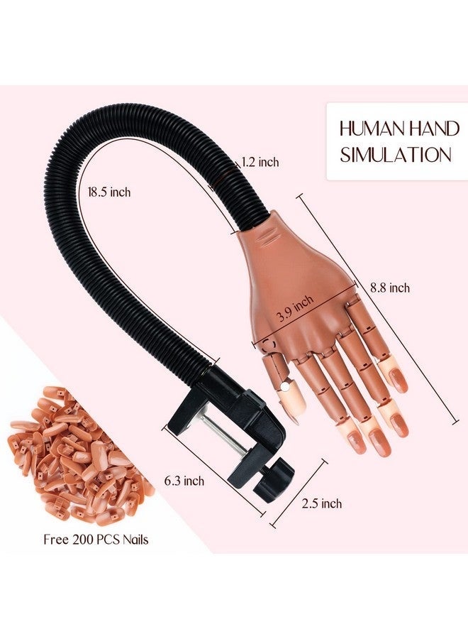 Bukela Practice Hand for Acrylic Nails, Flexible Moveable Fake Hands, Manicure Trainng Hand Nail Kit for Beginners, Movable Nail Maniquin Hand with 200PCS Nail Tips, Nail Glues, Brush and Clipper - Image 4