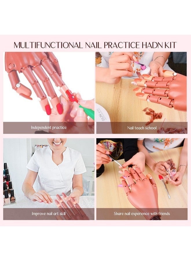 Bukela Practice Hand for Acrylic Nails, Flexible Moveable Fake Hands, Manicure Trainng Hand Nail Kit for Beginners, Movable Nail Maniquin Hand with 200PCS Nail Tips, Nail Glues, Brush and Clipper - Image 5