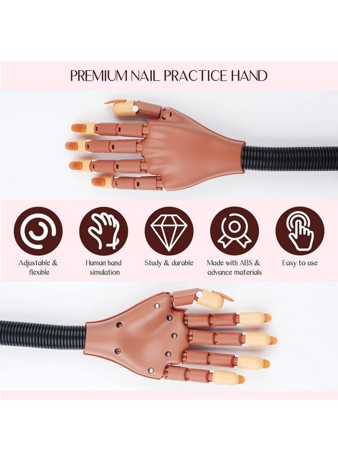 Bukela Practice Hand for Acrylic Nails, Flexible Moveable Fake Hands, Manicure Trainng Hand Nail Kit for Beginners, Movable Nail Maniquin Hand with 200PCS Nail Tips, Nail Glues, Brush and Clipper - Image 2