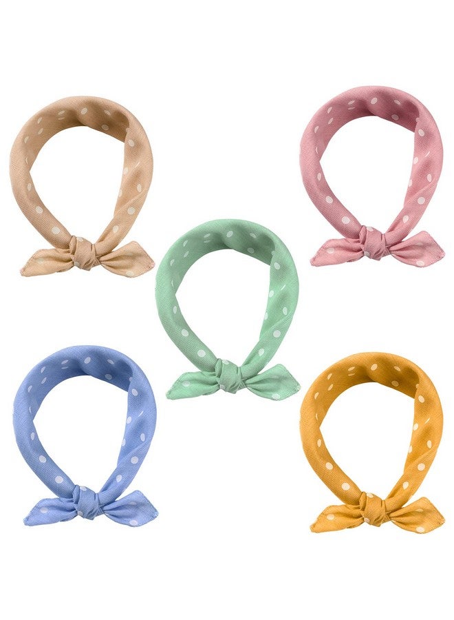 Shappy 5 Pieces Dog Bandana Pet Summer Bandana Point Kerchief Dog Washable Scarf Soft Comfortable Daily Bib Adjustable Accessory for Pet(Green, Pink, Ginger, Khaki, Blue,Dot) - Image 3