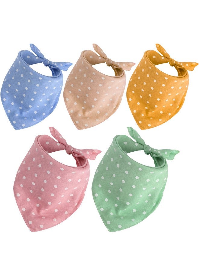 Shappy 5 Pieces Dog Bandana Pet Summer Bandana Point Kerchief Dog Washable Scarf Soft Comfortable Daily Bib Adjustable Accessory for Pet(Green, Pink, Ginger, Khaki, Blue,Dot) - Image 1