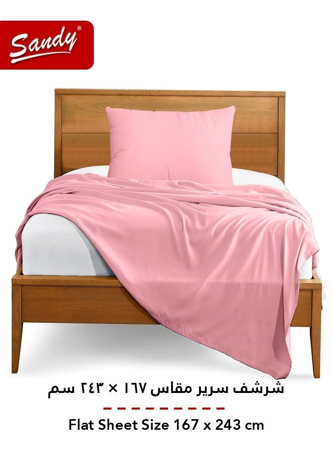 Sandy Sandy Premium Hotel Quality Flat Sheet and Pillow Case, Bed Sheet 2 Pieces Set, Soft & Breathable and Cooling, Extra Twin Size 243 x 167 cm, Light Pink  - Image 3