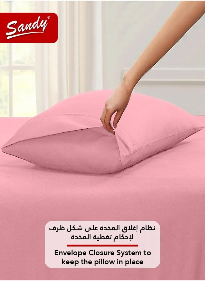 Sandy Sandy Premium Hotel Quality Flat Sheet and Pillow Case, Bed Sheet 2 Pieces Set, Soft & Breathable and Cooling, Extra Twin Size 243 x 167 cm, Light Pink  - Image 5