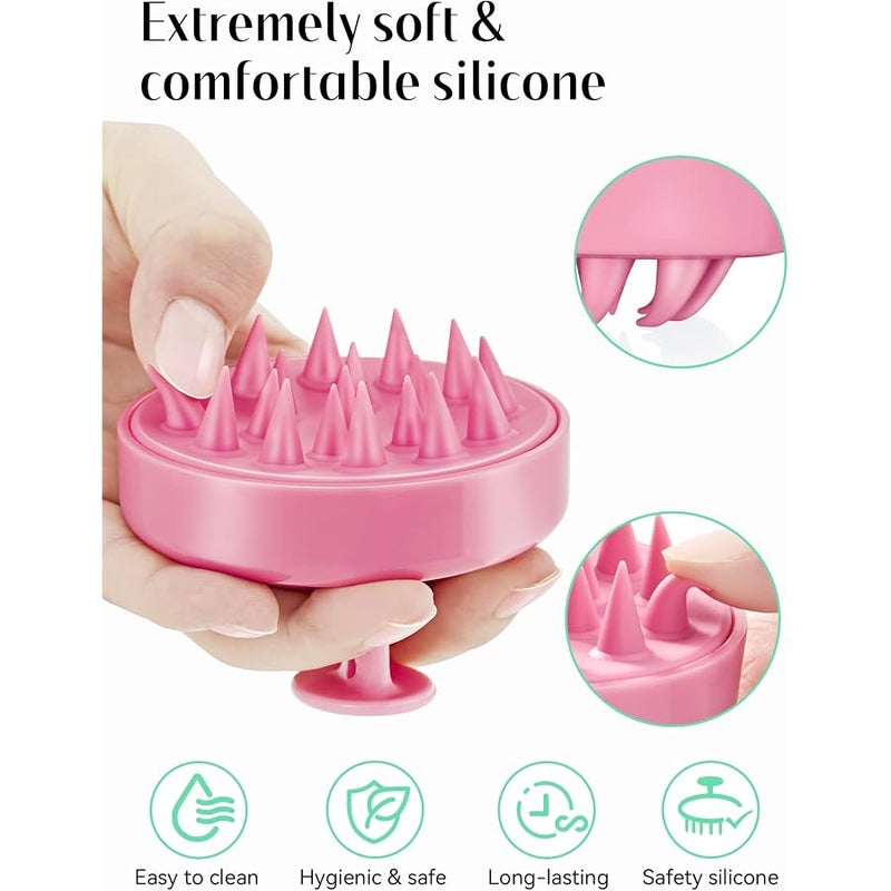 Heeta (Rose Pink) - Hair Scalp Massager, Wet and Dry Shampoo Brush Scalp Massage Brush with Soft Silicone Rubber Hair Brush for Women, Men, Pet (Rose Pink) - Image 3