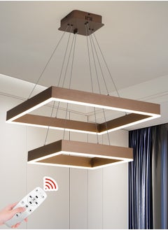 YATAI LIGHTING Modern LED Chandelier,Remote Control 2 Ring Dimmable Square Chandelier for Living Dining Room, Foyer Chandelier Lighting Fixture,Ceiling Hanging Living Room LED Light Fixture  - Image 1