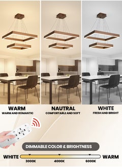 YATAI LIGHTING Modern LED Chandelier,Remote Control 2 Ring Dimmable Square Chandelier for Living Dining Room, Foyer Chandelier Lighting Fixture,Ceiling Hanging Living Room LED Light Fixture  - Image 2