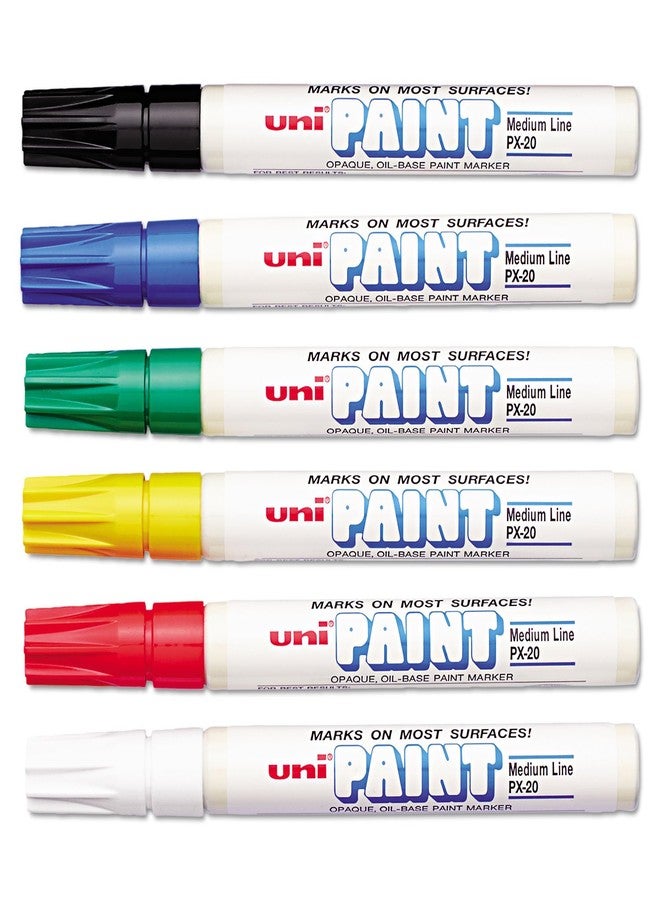 Rolodex Uni-Paint PX-20 Oil-Based Paint Marker, Medium Point, Assorted Colors, 6-Count - Image 1