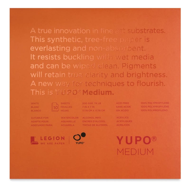 Legion Yupo Synthetic Paper Pad 7 x 7 Bright White 10 Sheets