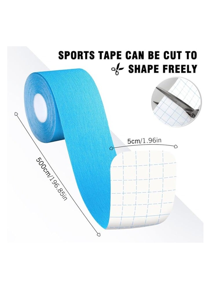 DELGREEN - Kinesiology Tape, Skin-Friendly Sports Tapes, Uncut Muscle Tape, for Knee, Shoulder and Elbow, Muscle Tightening Bands, 4 Rolls of Kinesiology Tape, 5 m x 5 cm (Black, Skin, Pink, Light Blue) - Image 1