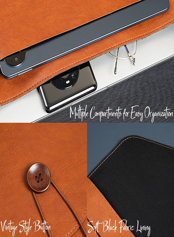 kullder PU Leather A4 File Folder Document Holder, Waterproof Portfolio Envelope Folder Case with Snap Closure, A4 Envelopes Leather Filing Folder Organizer - Image 5