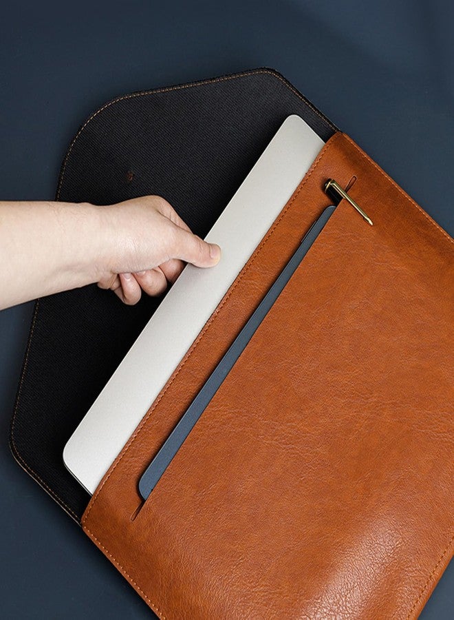 kullder PU Leather A4 File Folder Document Holder, Waterproof Portfolio Envelope Folder Case with Snap Closure, A4 Envelopes Leather Filing Folder Organizer - Image 3
