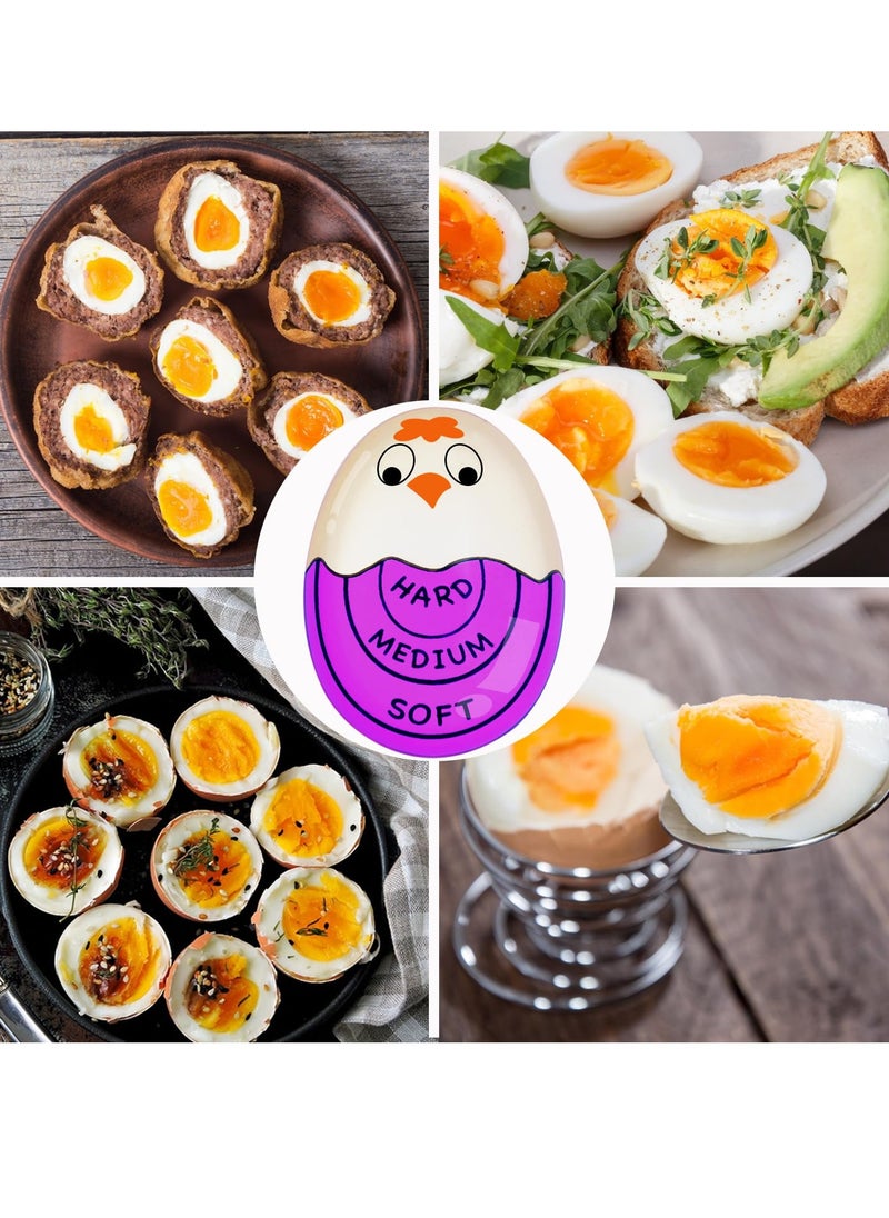 SYOSI - 3 PCS Egg Timer for Boiling Eggs Soft Hard Boiled Egg Timer That Changes Color When Done(Purple) - Image 1