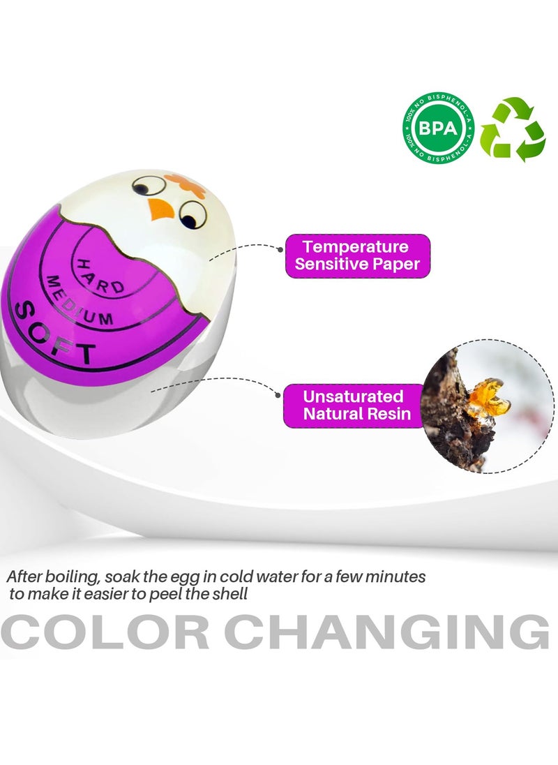 SYOSI - 3 PCS Egg Timer for Boiling Eggs Soft Hard Boiled Egg Timer That Changes Color When Done(Purple) - Image 1