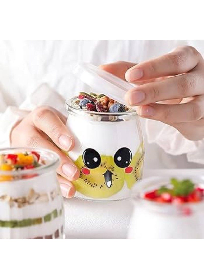 Add fun and organization to your kitchen with this 10-piece imported Emotion Glass Jar Set (100ml each) featuring cute emoji designs. Equipped with airtight plastic lids, these versatile jars are perfect for baby meals, yogurt, pudding, or jams, ensuring safe, leak-proof travel, and are fully microwave and dishwasher safe. - Image 5