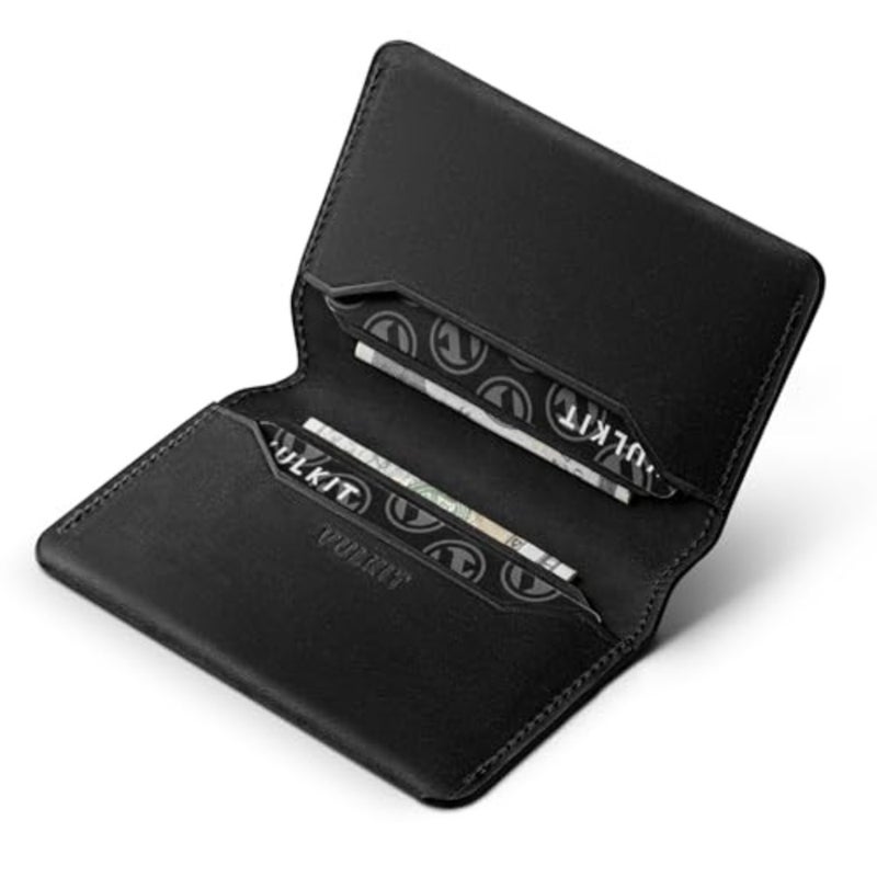 VULKIT Slim and Minimalist RFID-Blocking Leather Cardholder with Front Pocket and Magnetic Closure, Minimalist - Image 1