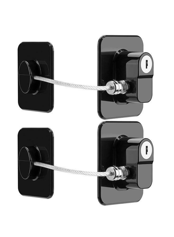 بكومور قفل ثلاجة مقاوم للأطفال مكون من قطعتين مع مفتاح، قفل أمان للأطفال يُستخدم كقفل لباب الثلاجة، وقفل للخزانة، وقفل للأدراج، وقفل للخزانة - لاصق شديد التحمل، لا يحتاج إلى حفر - Image 1