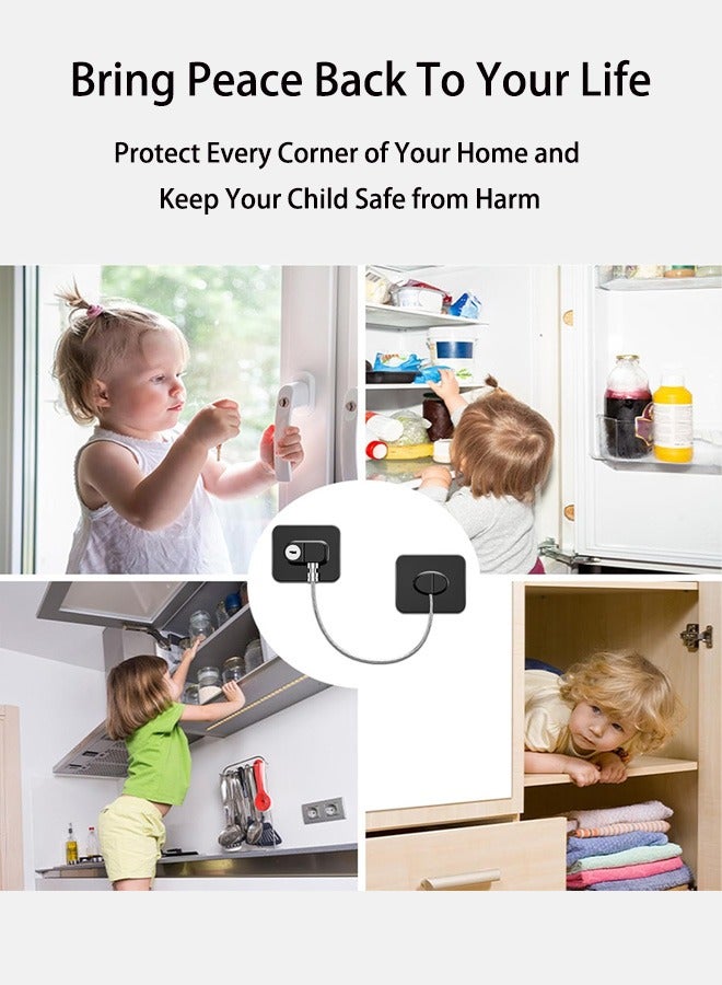 بكومور قفل ثلاجة مقاوم للأطفال مكون من قطعتين مع مفتاح، قفل أمان للأطفال يُستخدم كقفل لباب الثلاجة، وقفل للخزانة، وقفل للأدراج، وقفل للخزانة - لاصق شديد التحمل، لا يحتاج إلى حفر - Image 2