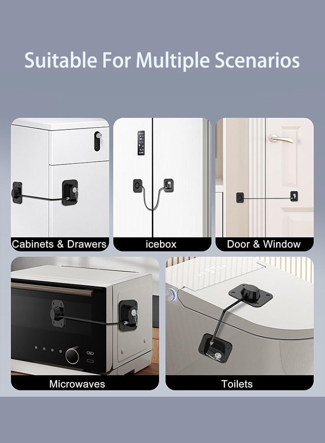 بكومور قفل ثلاجة مقاوم للأطفال مكون من قطعتين مع مفتاح، قفل أمان للأطفال يُستخدم كقفل لباب الثلاجة، وقفل للخزانة، وقفل للأدراج، وقفل للخزانة - لاصق شديد التحمل، لا يحتاج إلى حفر - Image 3