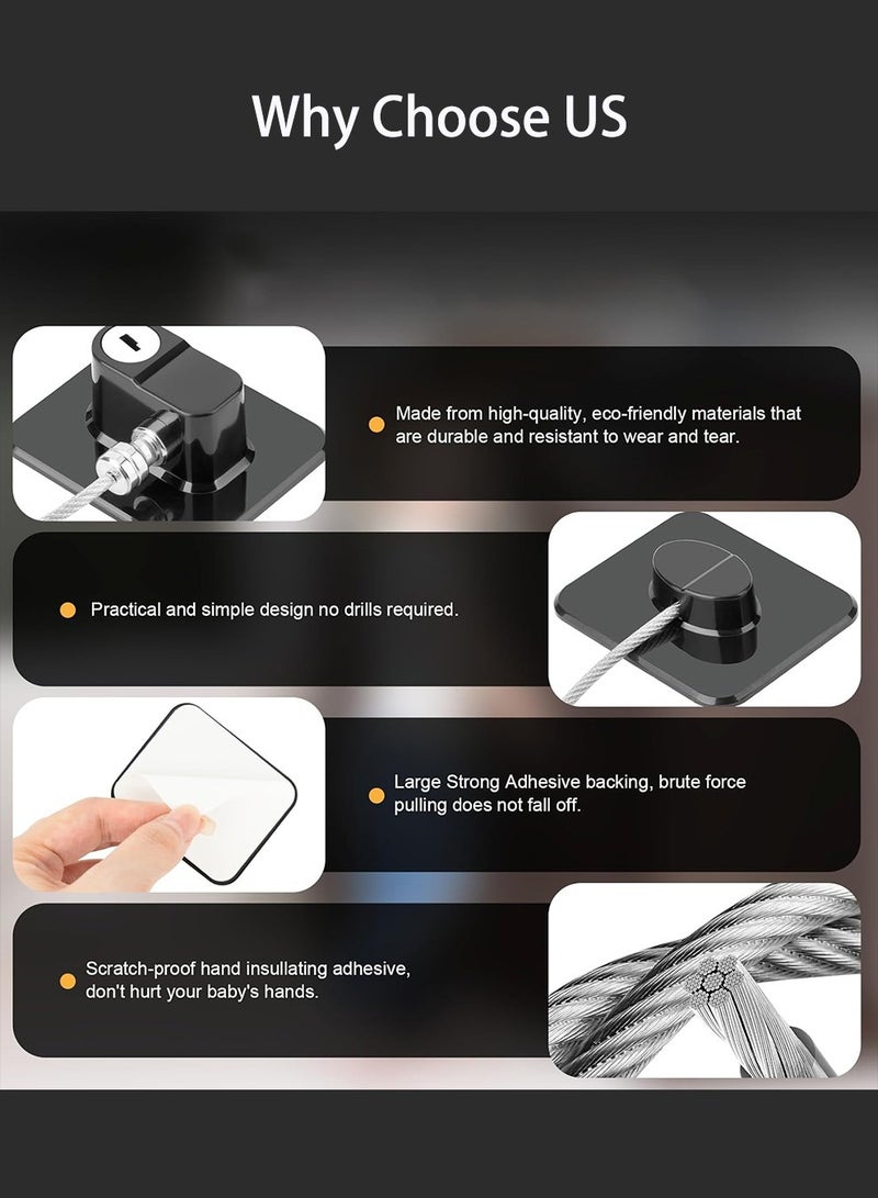 بكومور قفل ثلاجة مقاوم للأطفال مكون من قطعتين مع مفتاح، قفل أمان للأطفال يُستخدم كقفل لباب الثلاجة، وقفل للخزانة، وقفل للأدراج، وقفل للخزانة - لاصق شديد التحمل، لا يحتاج إلى حفر - Image 4