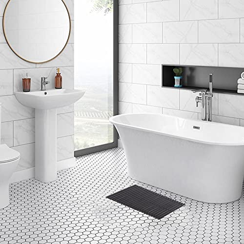 Fovlaurs Bath Mat Bathroom Rugs Floor Wood Shower Bathtub Waterproof Non Slip Black Accessories 16x24 Inch Easy to Clean, 2 pcs - Image 5