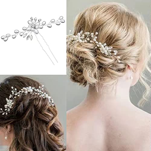 itechpanda 62 Pieces Wedding Bridal Hair Pins Hair Accessories Pearl Flower Bride Hair Pins Rhinestone Crystal Twisters Spiral Coil U Shape Bobby Pin for Women Girls Brides Bridesmaids Wedding Party - Image 4