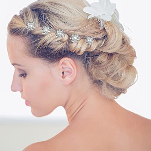 itechpanda 62 Pieces Wedding Bridal Hair Pins Hair Accessories Pearl Flower Bride Hair Pins Rhinestone Crystal Twisters Spiral Coil U Shape Bobby Pin for Women Girls Brides Bridesmaids Wedding Party - Image 3