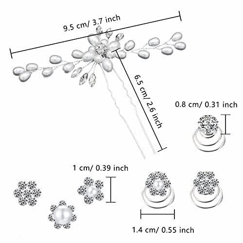 itechpanda 62 Pieces Wedding Bridal Hair Pins Hair Accessories Pearl Flower Bride Hair Pins Rhinestone Crystal Twisters Spiral Coil U Shape Bobby Pin for Women Girls Brides Bridesmaids Wedding Party - Image 2