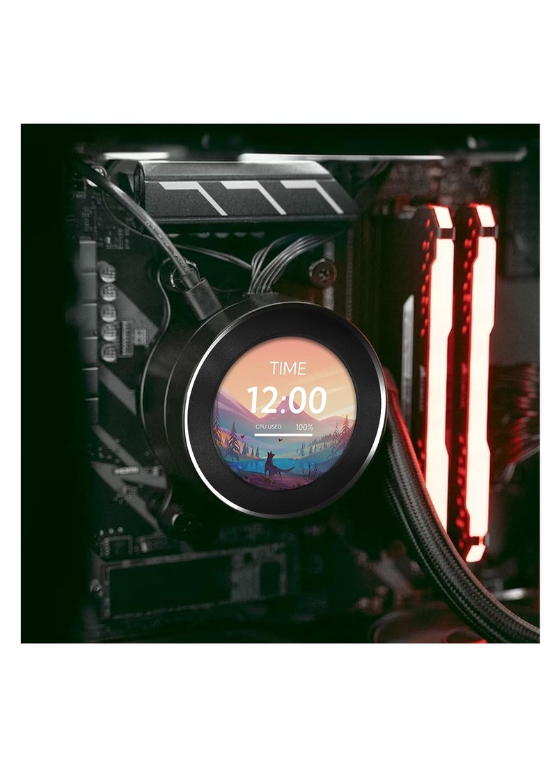 2.1" AIO Computer Temp Monitor, CPU Cooler LCD Display Kit, Upgrade for Water Cooling Systems, PC Sensor Panel, ARGB Case, Prebuilt Gaming PC Accessories (Black)