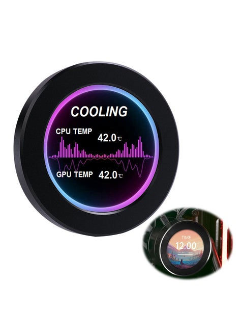 2.1" AIO Computer Temp Monitor, CPU Cooler LCD Display Kit, Upgrade for Water Cooling Systems, PC Sensor Panel, ARGB Case, Prebuilt Gaming PC Accessories (Black)