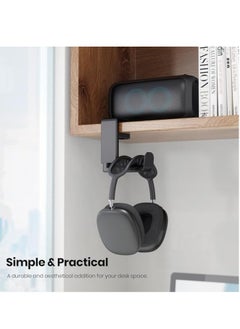 Generic PC Gaming Earphone Hook Stand Earphone Stand with Adjustable Rotating Arm Clip, Under Desk Design, Universal, Built in Cable Organizer  - Image 2