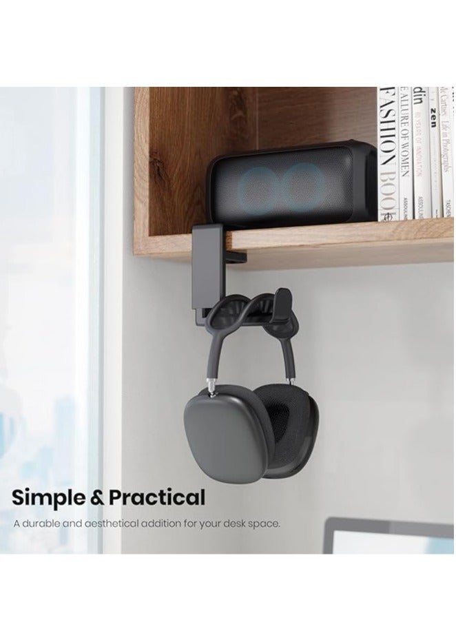 PC Gaming Earphone Hook Stand Earphone Stand with Adjustable Rotating Arm Clip, Under Desk Design, Universal, Built in Cable Organizer - Image 2