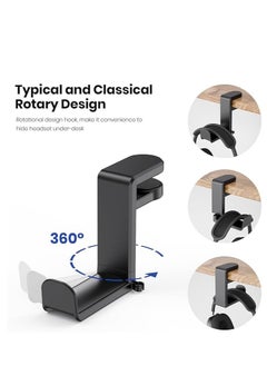 Generic PC Gaming Earphone Hook Stand Earphone Stand with Adjustable Rotating Arm Clip, Under Desk Design, Universal, Built in Cable Organizer  - Image 3