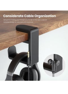 Generic PC Gaming Earphone Hook Stand Earphone Stand with Adjustable Rotating Arm Clip, Under Desk Design, Universal, Built in Cable Organizer  - Image 5