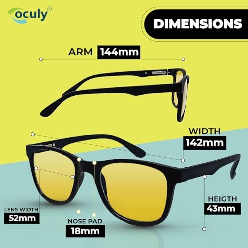 OCULY Yellow Sunglasss for Men & Women Anti Glare Glasses Safty Goggles for Driving Car bike | Specs for Men Stylish, Chashmaa, Spectacles Frames, UV Protection Sunglasses - Image 2