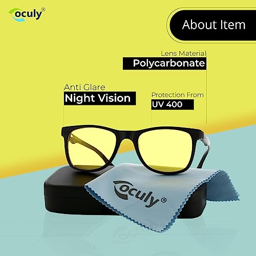 OCULY Yellow Sunglasss for Men & Women Anti Glare Glasses Safty Goggles for Driving Car bike | Specs for Men Stylish, Chashmaa, Spectacles Frames, UV Protection Sunglasses - Image 3